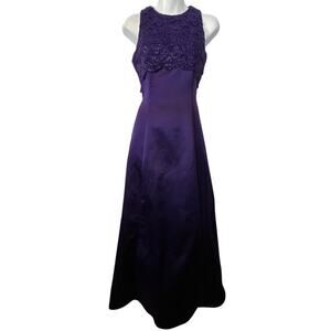 Roberta Dark Purple Womens Vintage Lace Satin Keyhole Formal Dress 90s Y2K 5/ 6